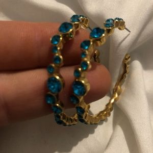 10021 Kara Ross Gold & Blue Crystal Earrings